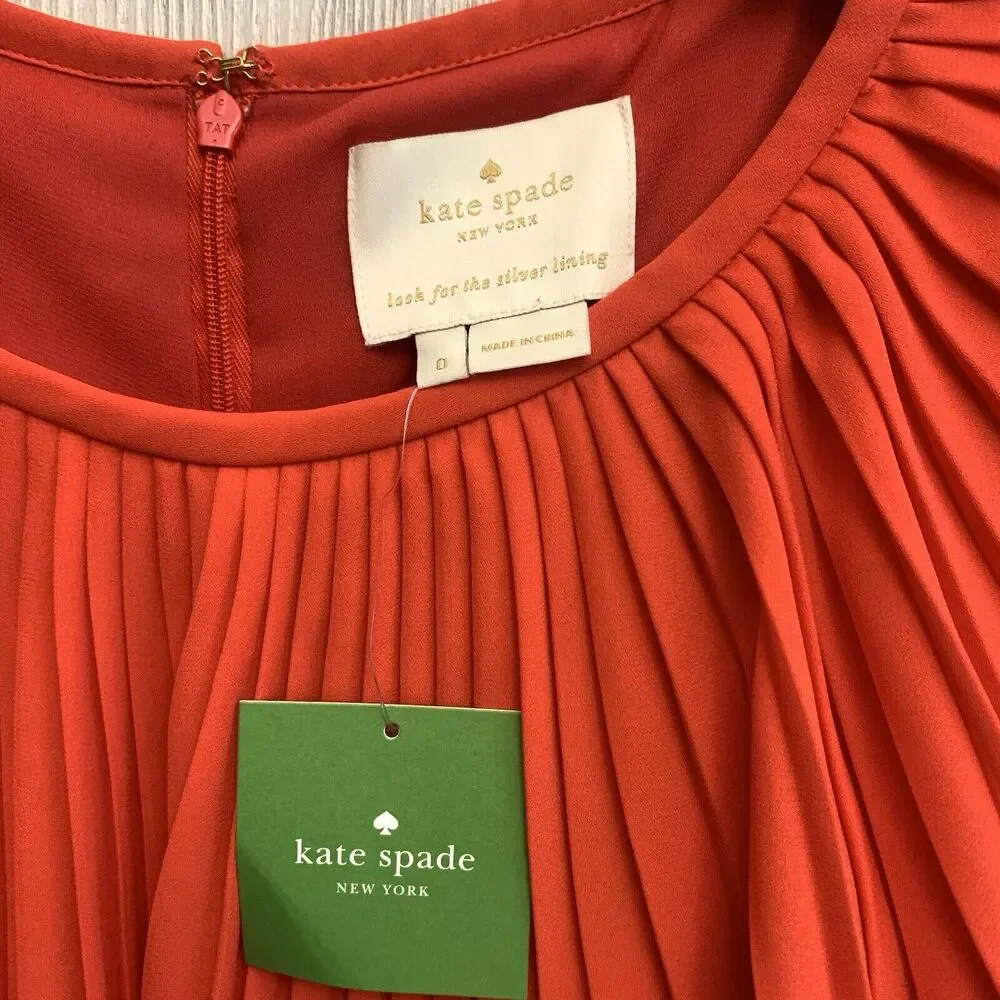 Kate Spade Pleated Cape Dress Persimmon Grove Size 0 NWT